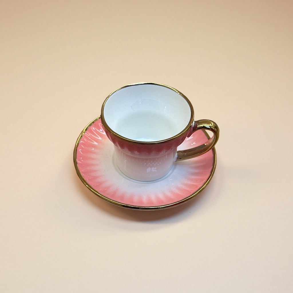 粉色渐变陶瓷茶杯配碟子 日式简约家用下午茶套装