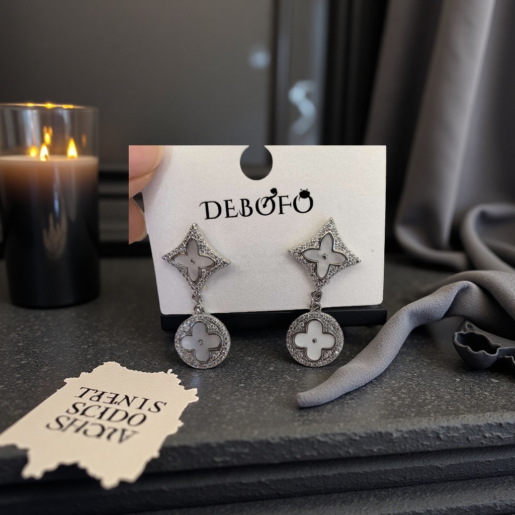 Pendientes de lujo de plata 925 para mujer un par de trajes antialérgicos orejeras Specification image