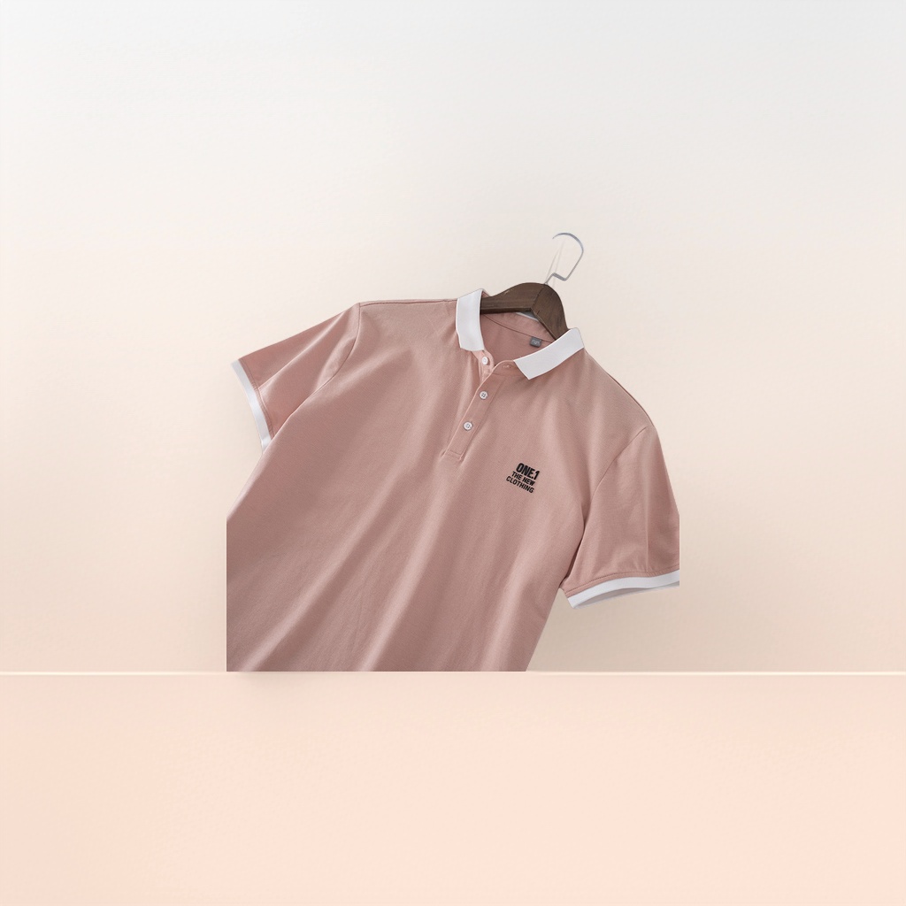 Pink Polo shirt, men's short-sleeved pure cotton casual top details Picture