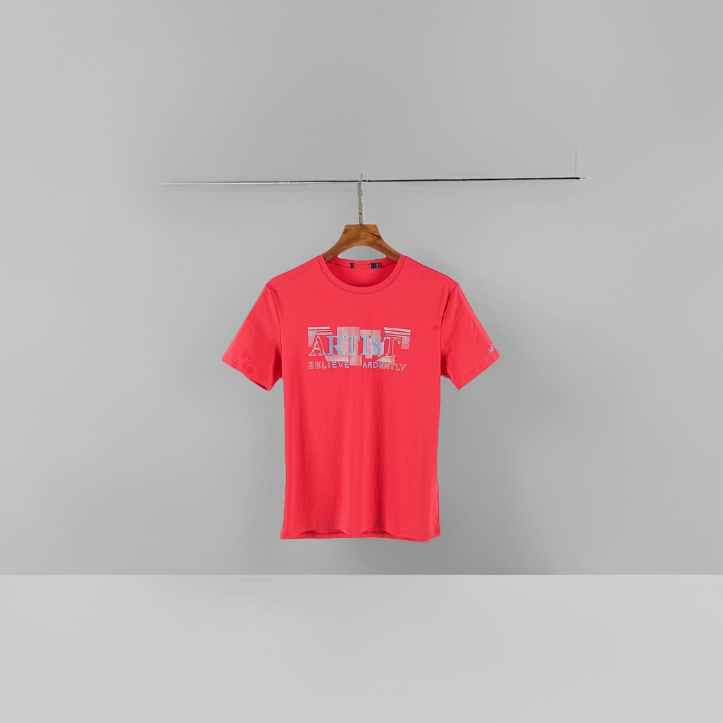 Red T-shirt men's pure cotton short-sleeved round-neck slimming summer versatile top Specification image