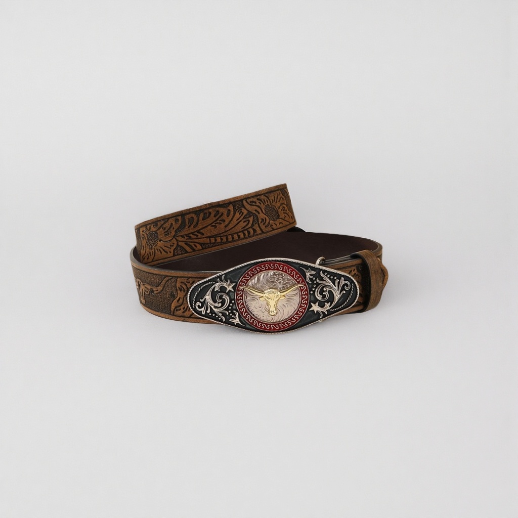 Western-style genuine leather belt men's casual belt, brown retro cowhide wide version Application Scenario