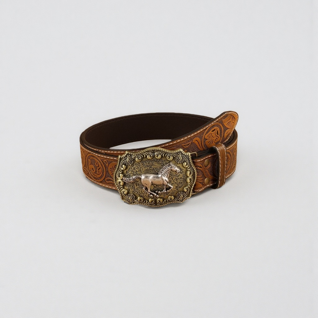 Western-style hand-stitched men's retro belt, wide brown cowhide Application Scenario