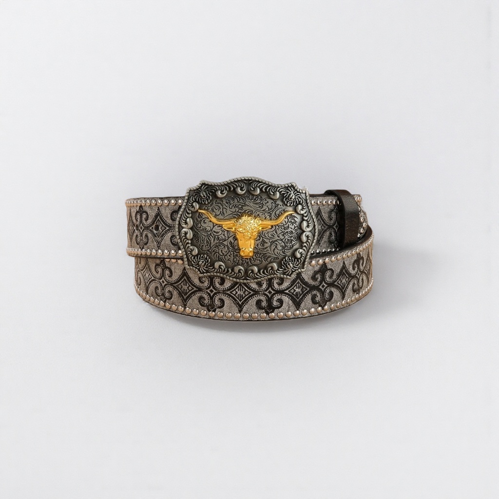 Western-style genuine leather belt men's casual belt, 1.5cm wide adjustable