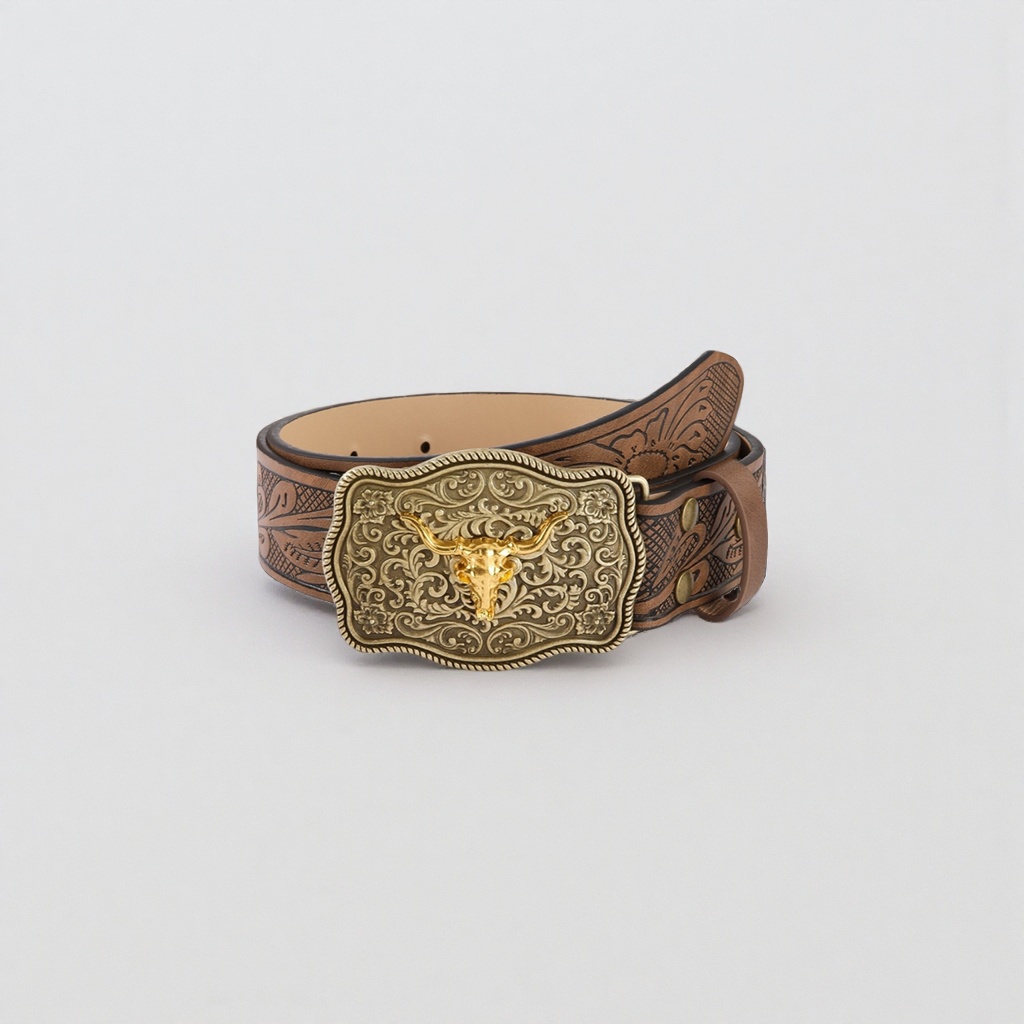 The Western-style retro cowhide belt for men is versatile and adjustable for both business and casual wear Specification image