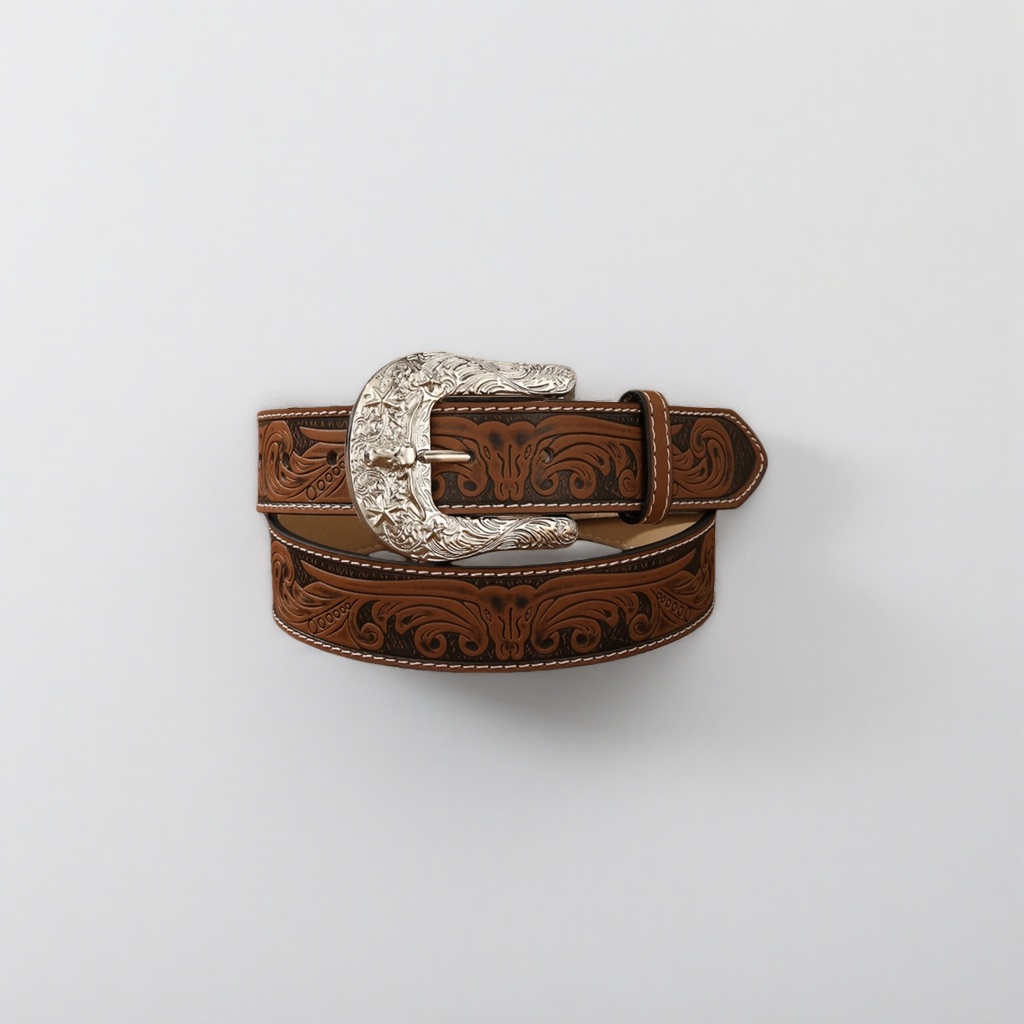 Western-style hand-sewn leather narrow belt for men Application Scenario