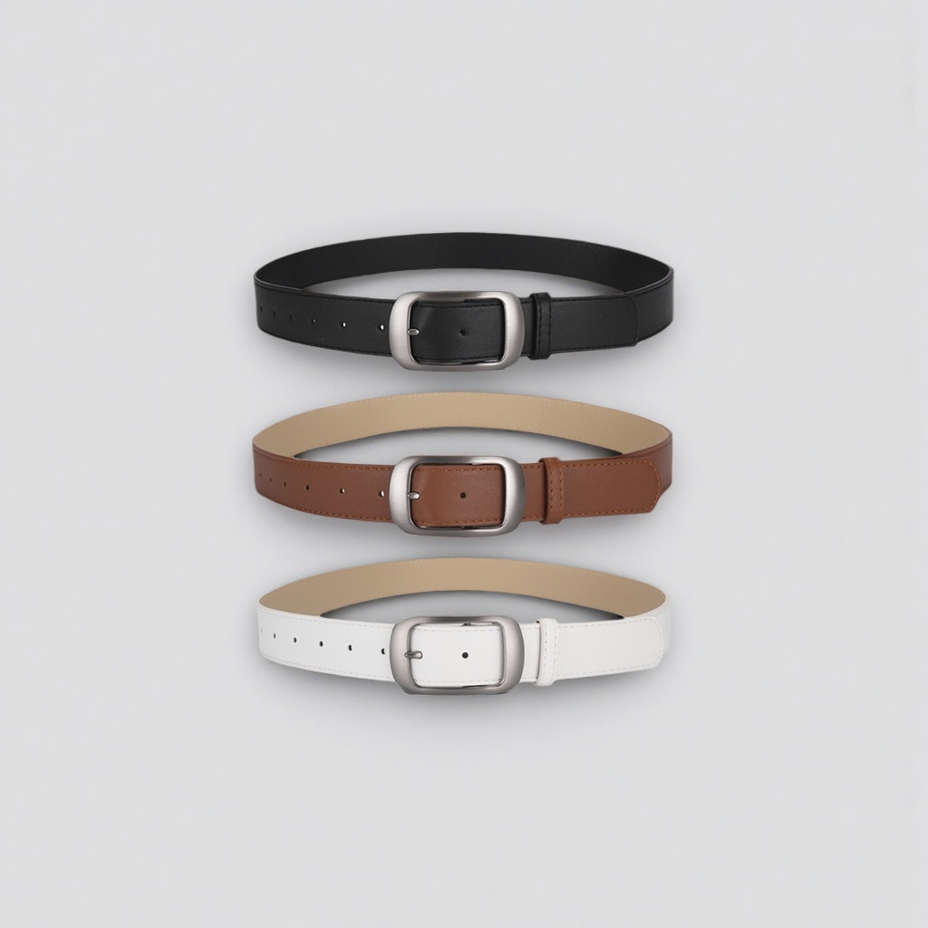 Leather men's automatic buckle belt, 3.5cm wide adjustable business casual belt details Picture