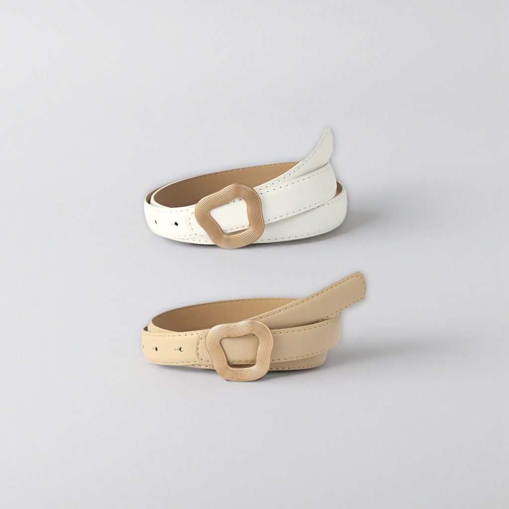 A simple and versatile leather belt for both men and women, available in white and beige Specification image