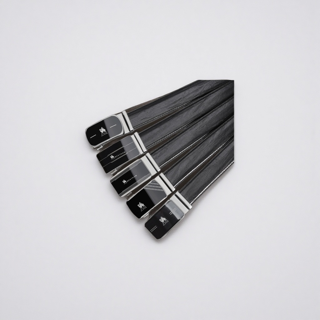 Black genuine leather business and casual belt for men, 3.5cm wide, adjustable with automatic buckle Application Scenario