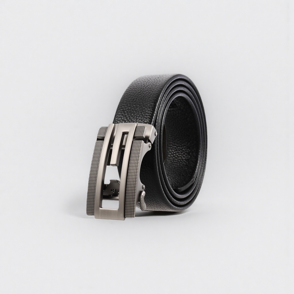 Black leather belt men's business casual belt, 3.5cm wide adjustable