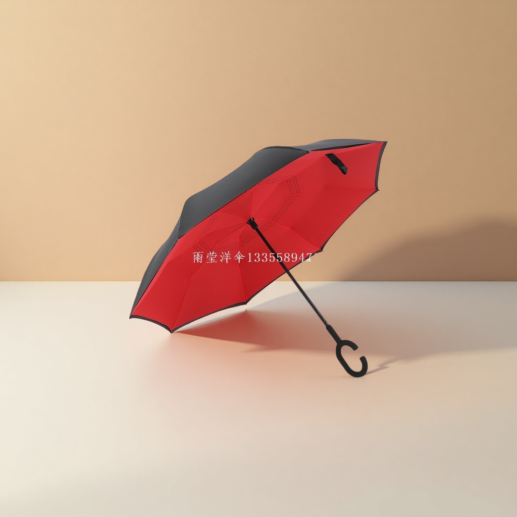 红色黑色相间时尚雨伞主体 防水防晒晴雨两用细节图