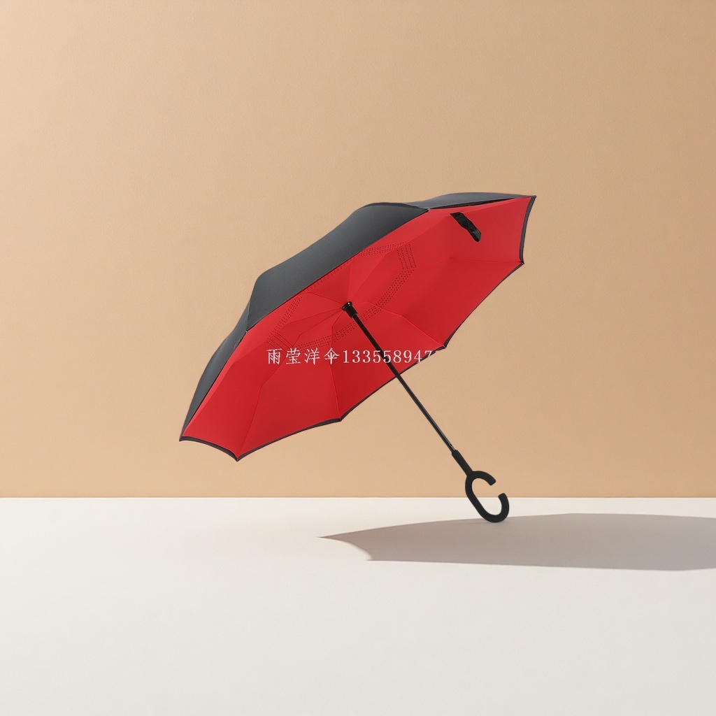 红色黑色相间时尚雨伞主体 防水防晒晴雨两用