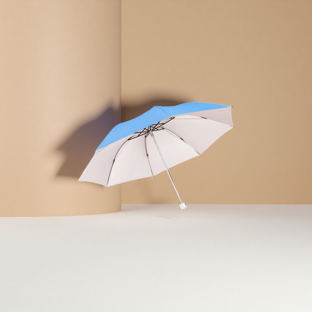 蓝色与米色双面伞 防水防晒晴雨两用折叠便携女士雨伞