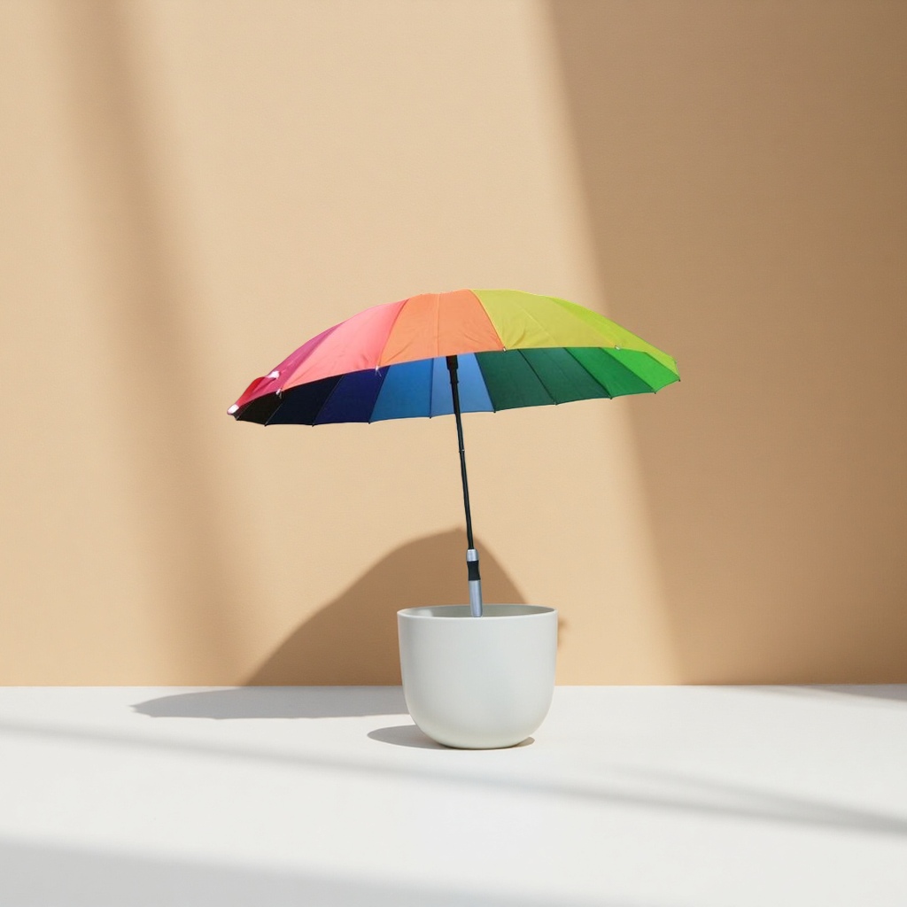 Rainbow-colored folding umbrella for both sunny and rainy days, waterproof, sun-proof, lightweight and portable, with automatic opening and closing Specification image