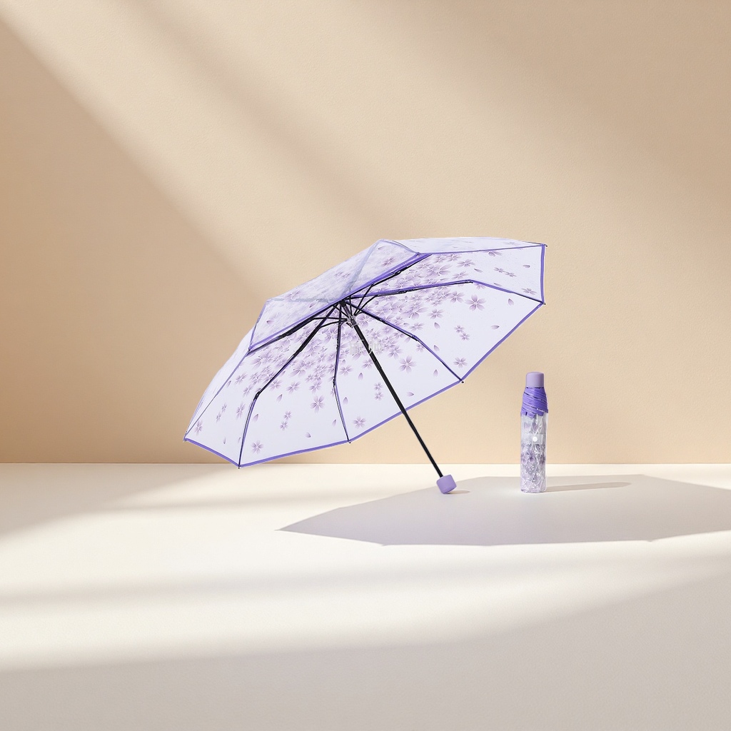 Starry sky purple transparent purple umbrella, UV protection, all-weather, lightweight folding sunshade Specification image