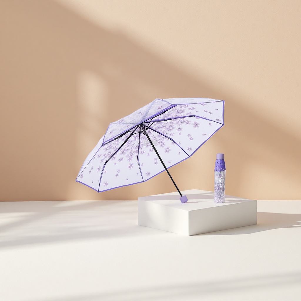 Starry sky purple transparent purple umbrella, UV protection, all-weather, lightweight folding sunshade Application Scenario