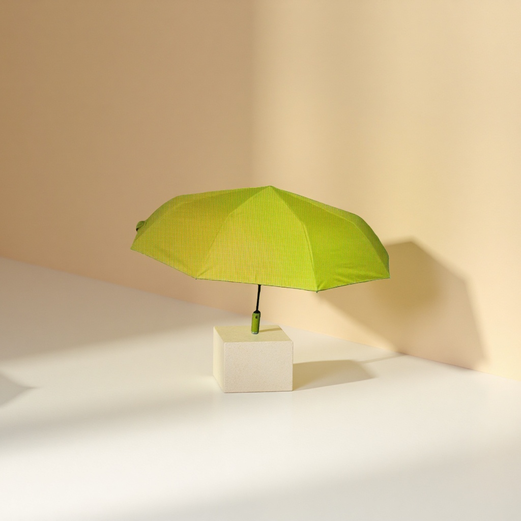 The yellow all-weather umbrella is waterproof, sun-proof, portable, foldable and has a long handle, suitable for both women and men details Picture