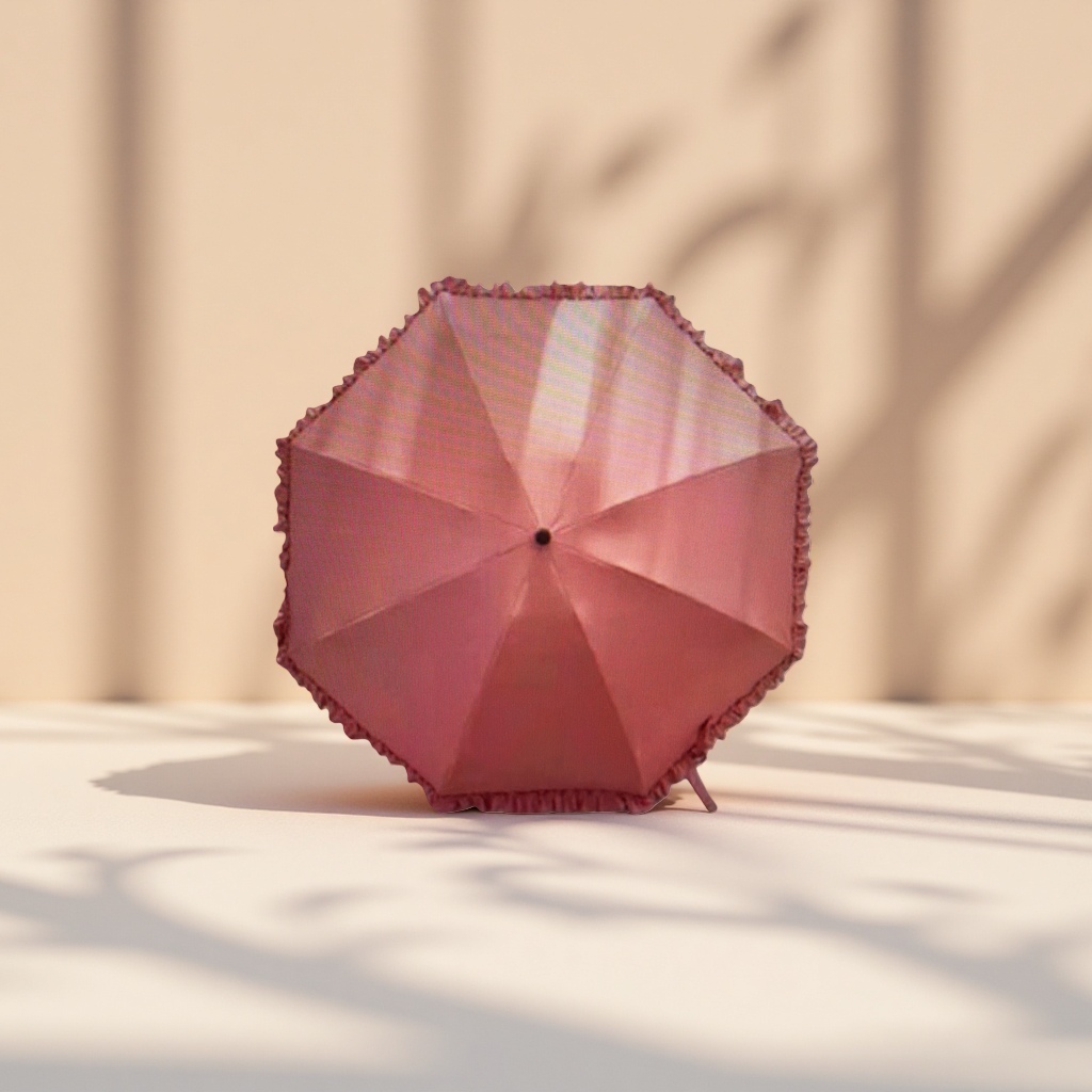 Pink all-weather umbrella, waterproof, sun-proof, lightweight and foldable ladies' sunshade Specification image