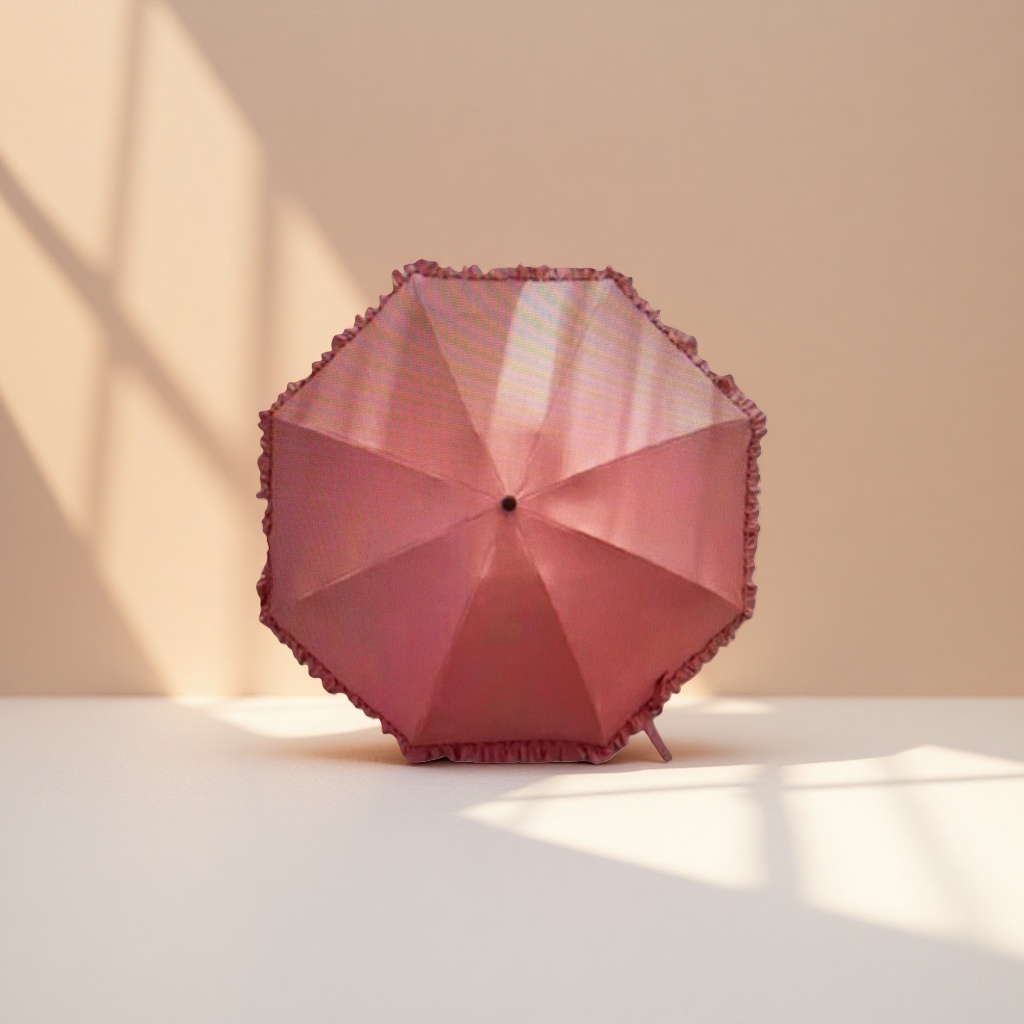 Pink all-weather umbrella, waterproof, sun-proof, lightweight and foldable ladies' sunshade details Picture
