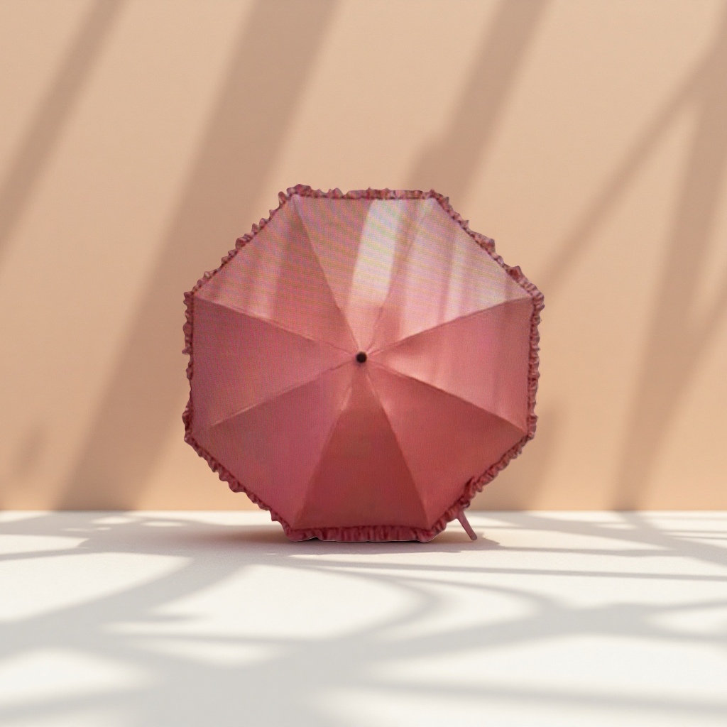 Pink all-weather umbrella, waterproof, sun-proof, lightweight and foldable ladies' sunshade