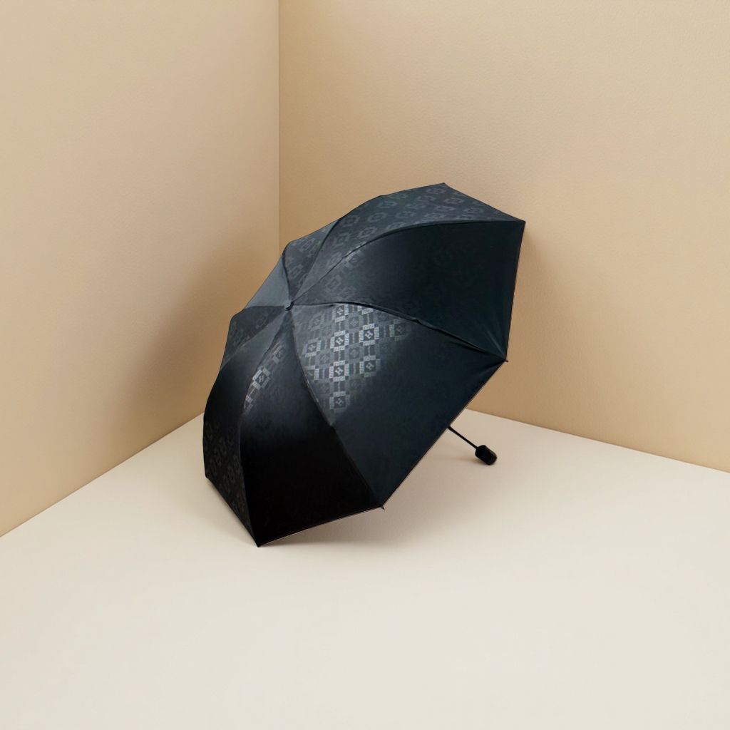 Black pattern umbrella, fashionable printed, all-weather, waterproof, sun-proof, lightweight and foldable Specification image