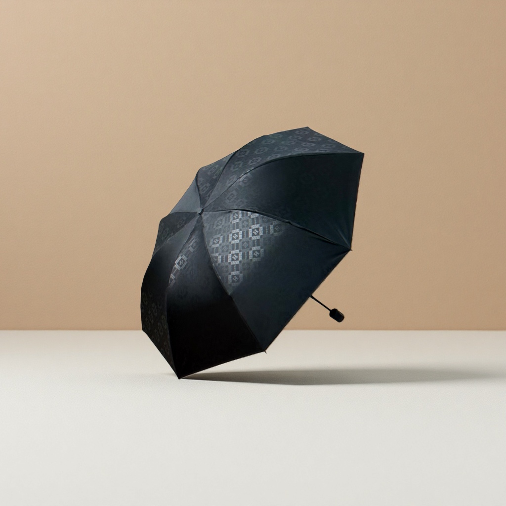 Black pattern umbrella, fashionable printed, all-weather, waterproof, sun-proof, lightweight and foldable
