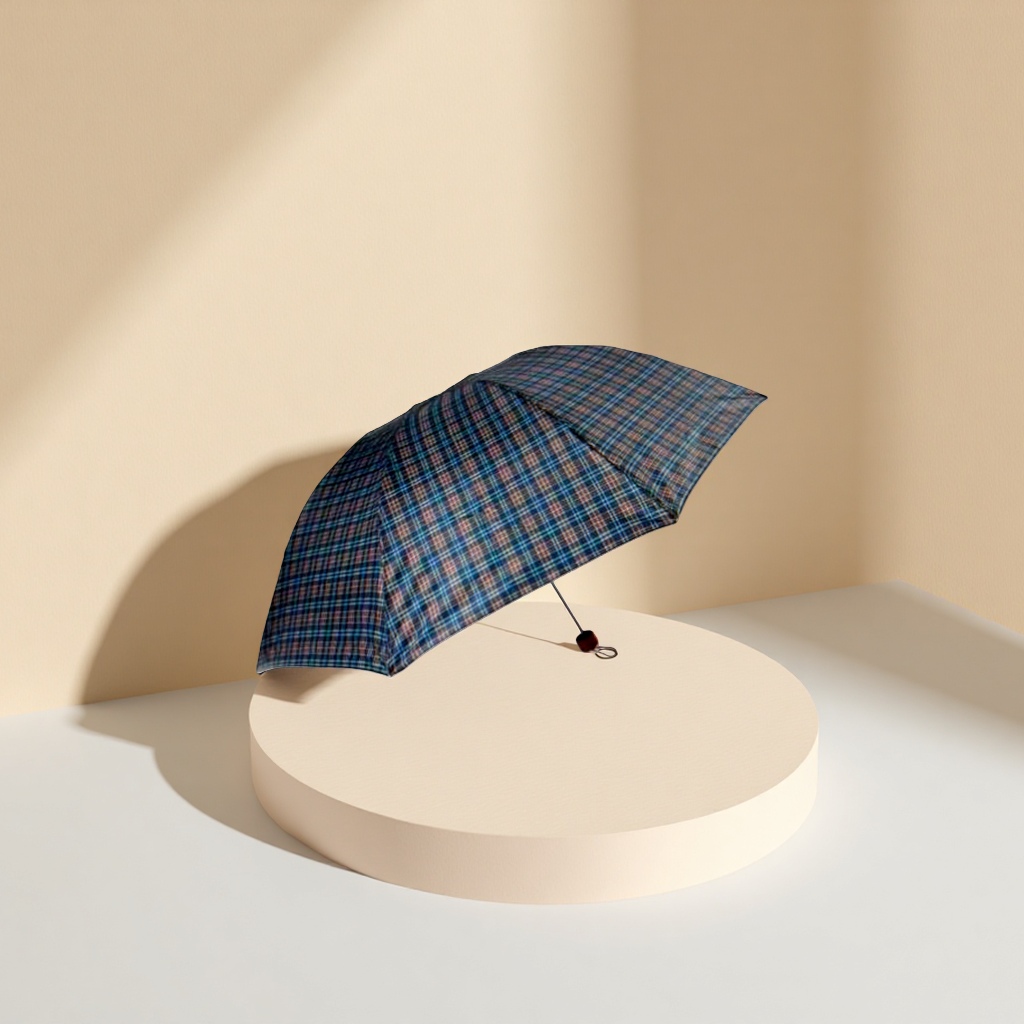 The checkered pattern folding umbrella is waterproof, sun-proof, portable and suitable for both sunny and rainy days details Picture