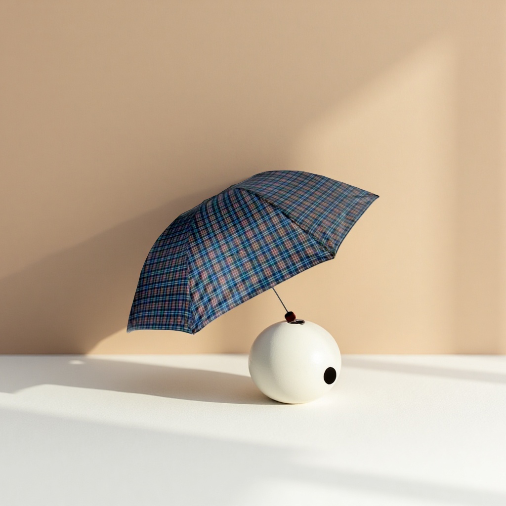 The checkered pattern folding umbrella is waterproof, sun-proof, portable and suitable for both sunny and rainy days