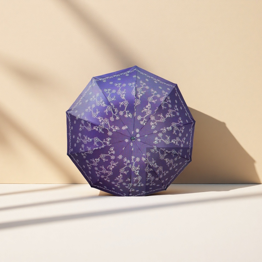 A purple floral pattern umbrella for both sunny and rainy days Specification image