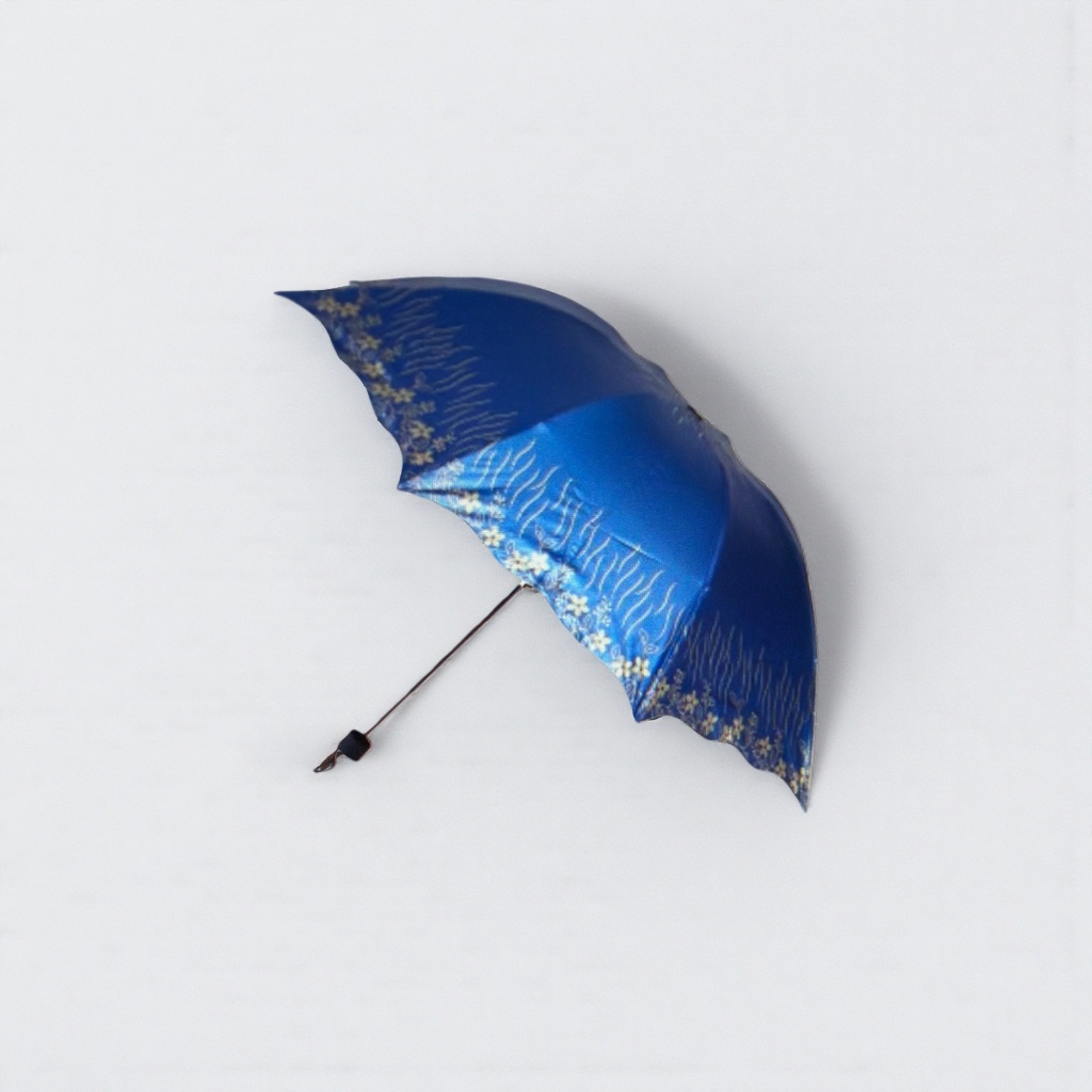 Blue-patterned all-weather umbrella, fashionable printed portable folding long-handled umbrella
