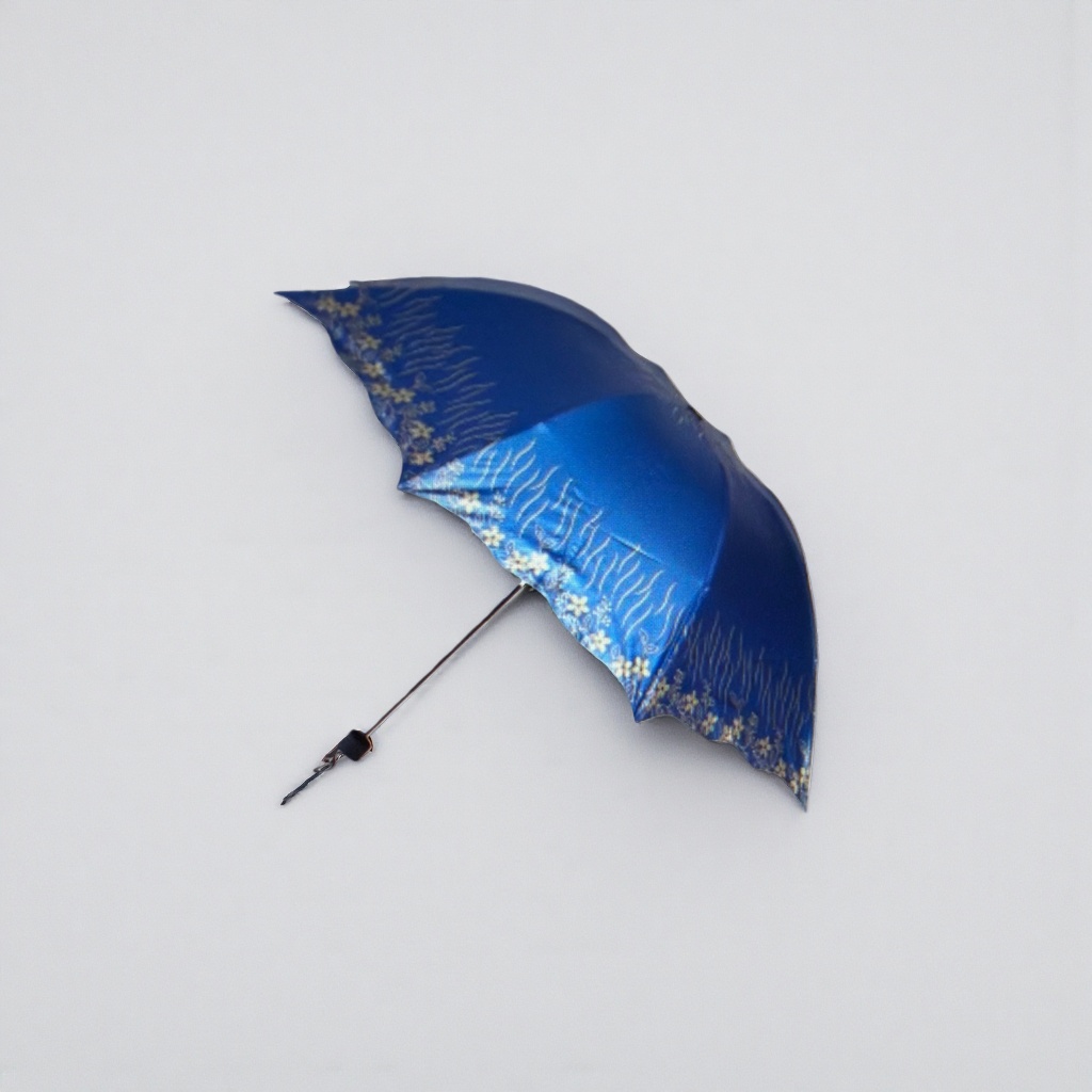 Blue-patterned all-weather umbrella, fashionable printed portable folding long-handled umbrella Specification image