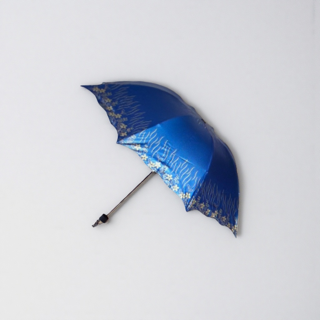 Blue-patterned all-weather umbrella, fashionable printed portable folding long-handled umbrella details Picture