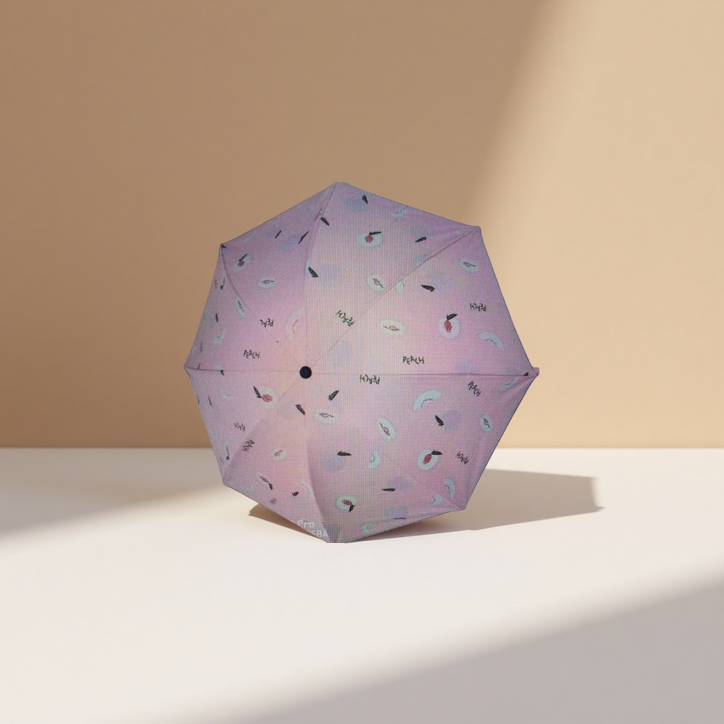 A pink peach-patterned umbrella for both weather and rain, lightweight and foldable, providing sun protection and protection Specification image