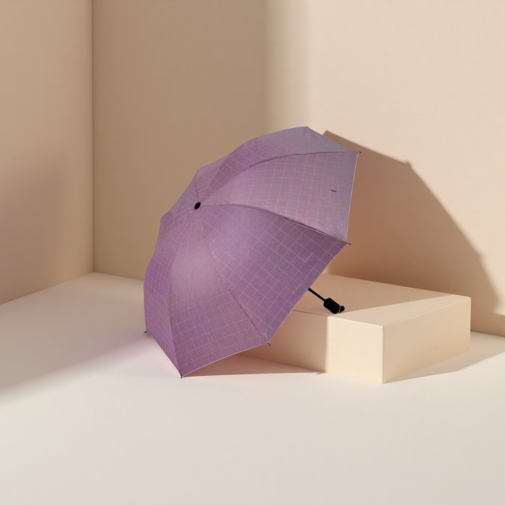 Purple checkered all-weather umbrella, waterproof, sun-proof, lightweight and foldable, suitable for both women and men Application Scenario