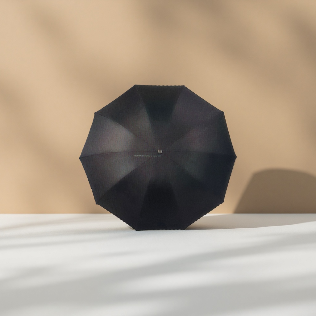 Black automatic opening and closing umbrella for both weather and rain, waterproof, sun-proof, wind-proof, portable folding long handle Application Scenario