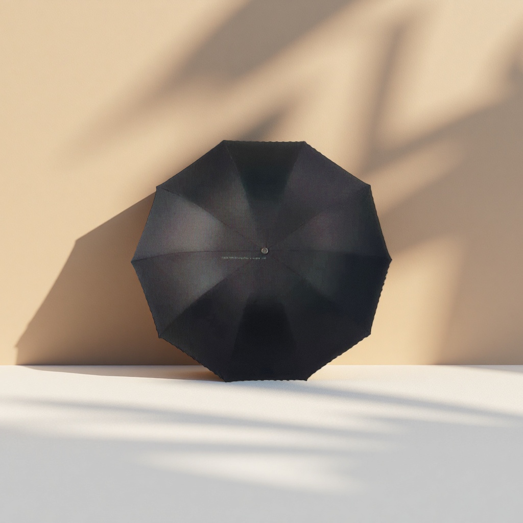 Black automatic opening and closing umbrella for both weather and rain, waterproof, sun-proof, wind-proof, portable folding long handle details Picture