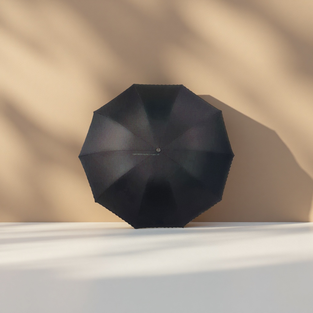 Black automatic opening and closing umbrella for both weather and rain, waterproof, sun-proof, wind-proof, portable folding long handle Specification image