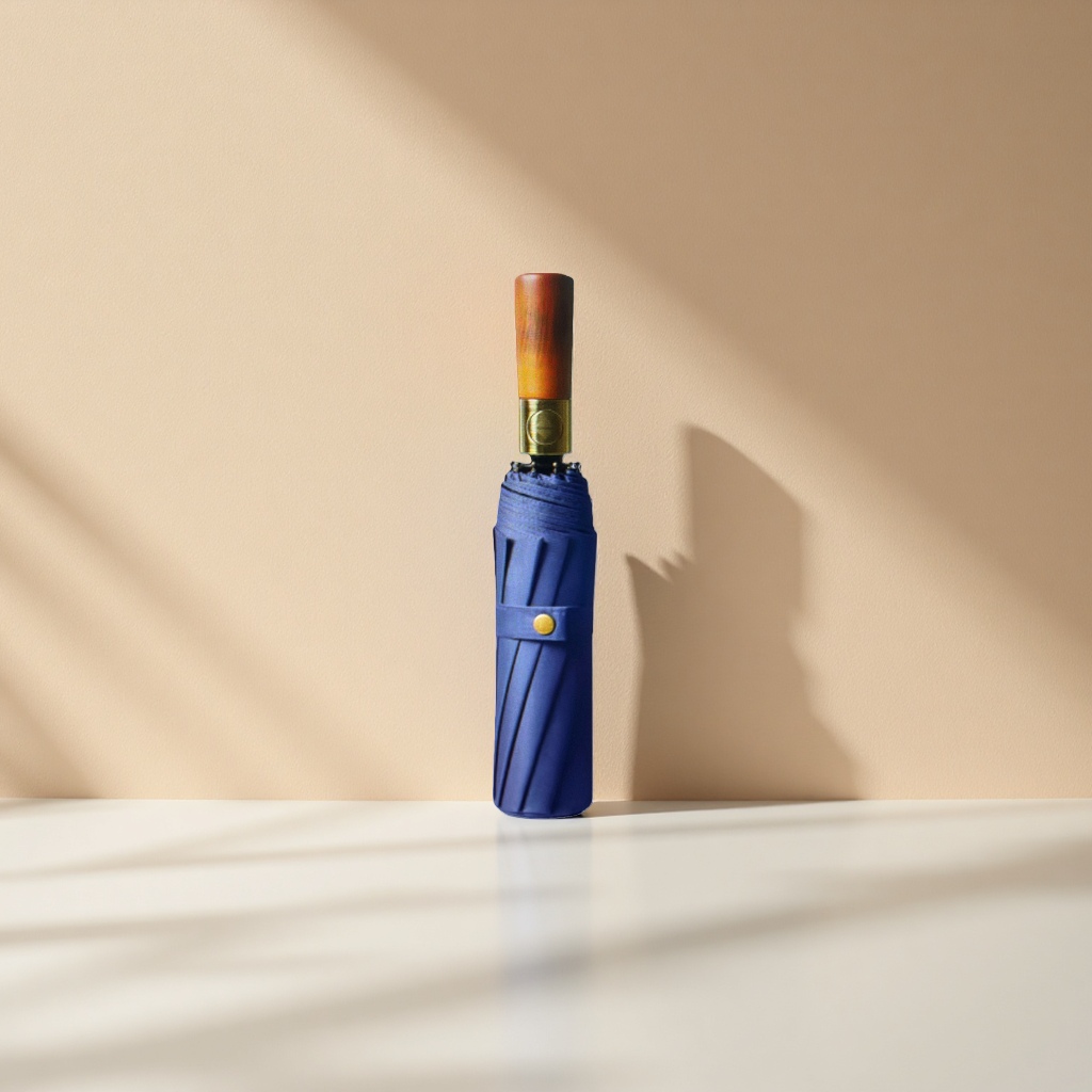 A lightweight, foldable long-handled blue umbrella for both sunny and rainy weather, UV protection, sun protection and shade details Picture