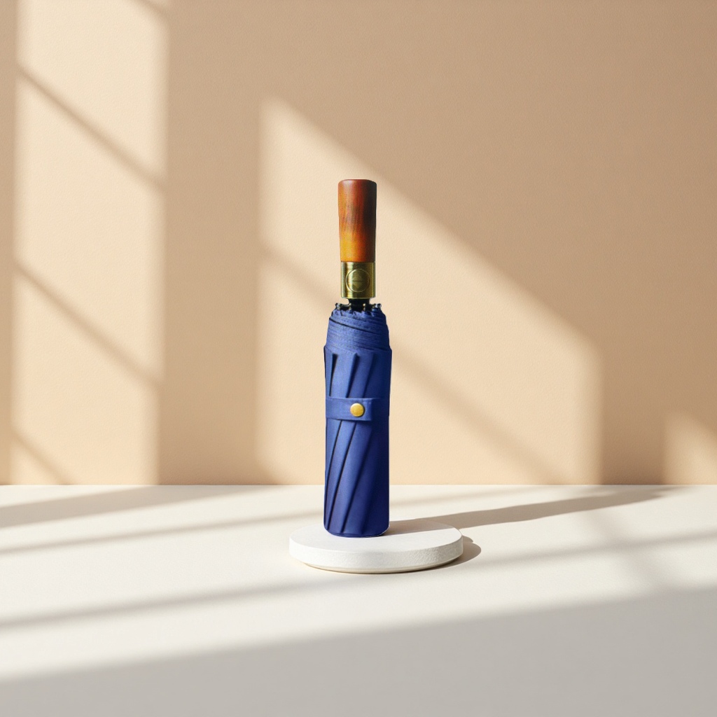 A lightweight, foldable long-handled blue umbrella for both sunny and rainy weather, UV protection, sun protection and shade Application Scenario