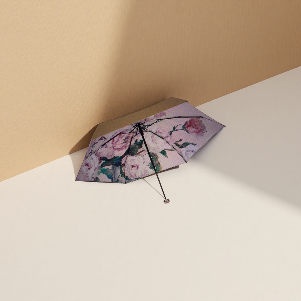 Floral pattern all-weather umbrella, waterproof, sun-proof, lightweight and foldable, suitable for both women and men details Picture