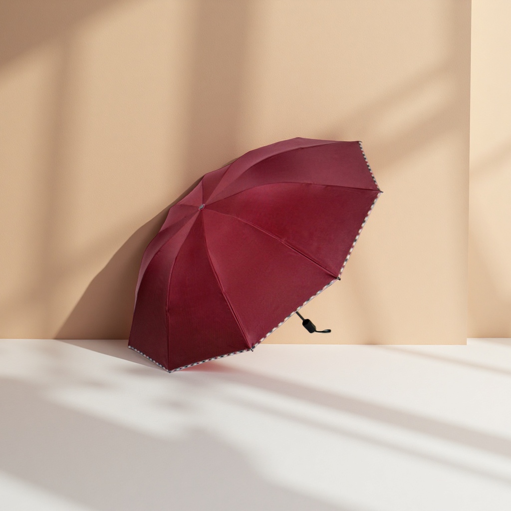 Borgoña plegable sol lluvia paraguas de doble uso ligero y portátil protección solar y lluvia para mujeres especial Specification image