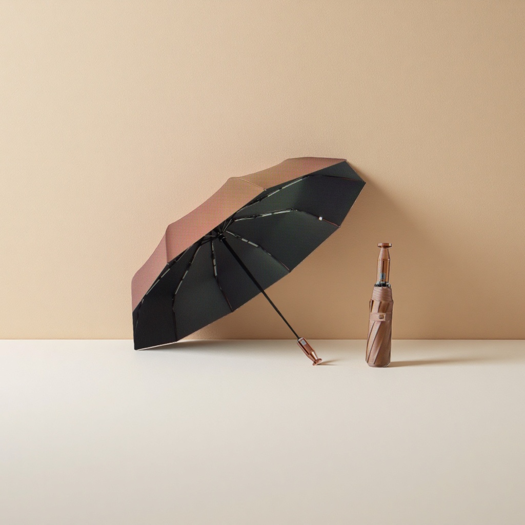 Oro adhesivo sol paraguas de doble uso impermeable y protector solar ligero paraguas plegable details Picture