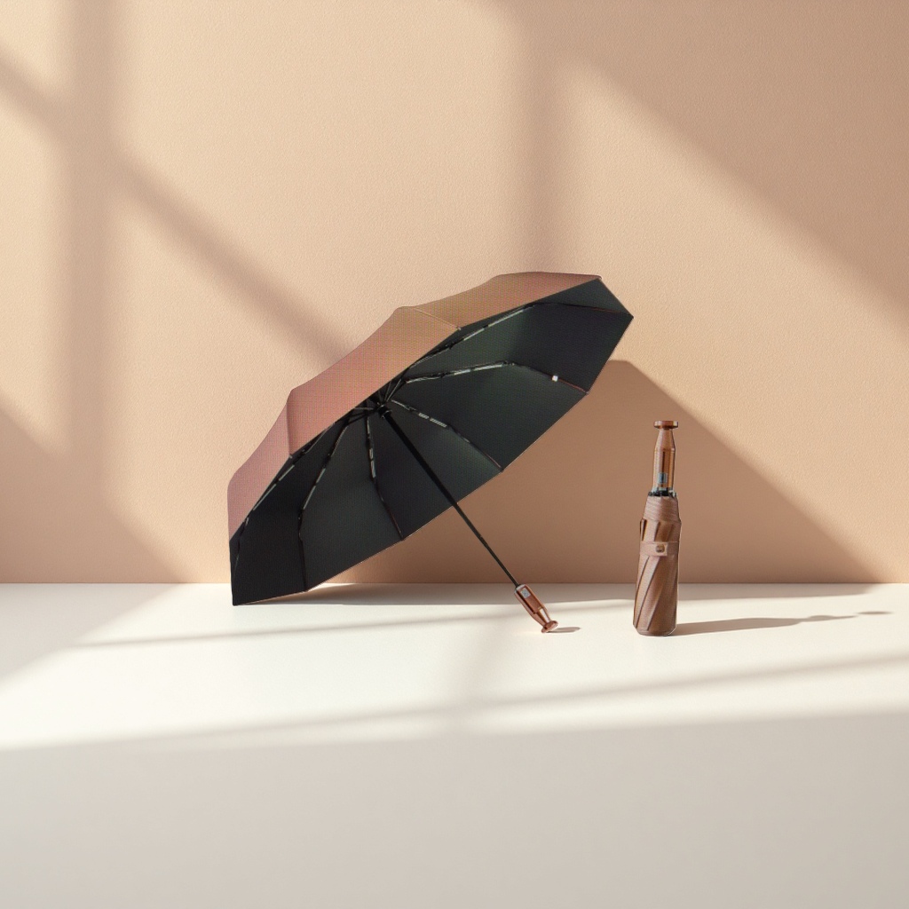 Oro adhesivo sol paraguas de doble uso impermeable y protector solar ligero paraguas plegable Application Scenario