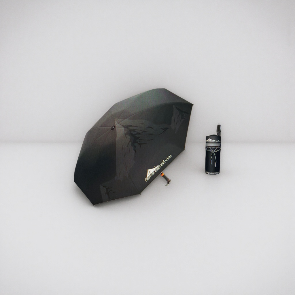 This black umbrella is fashionable, foldable and portable, suitable for both sun protection and rain protection details Picture
