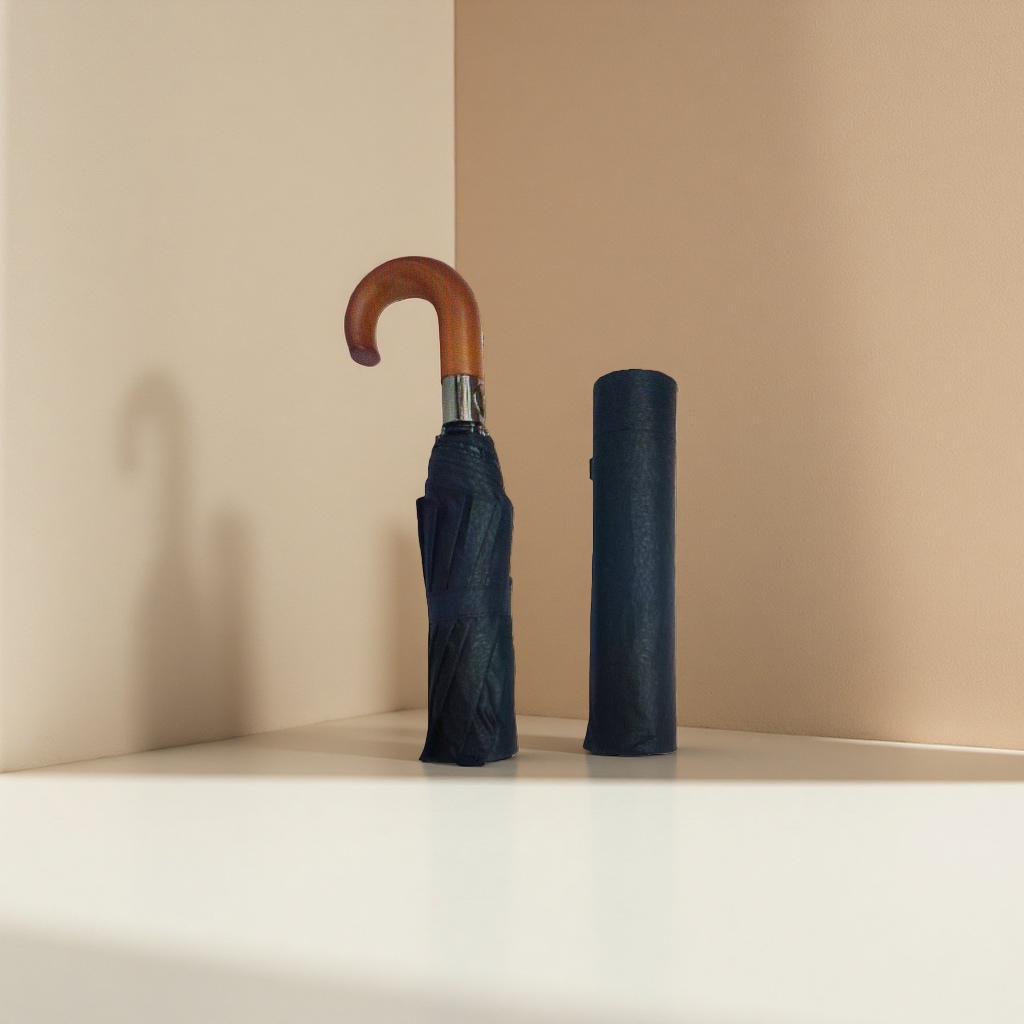 A portable folding long-handled umbrella that can be used for both weather and rain, providing protection against wind, sun and heavy rain Specification image