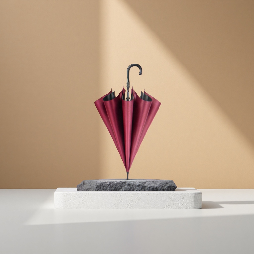 A wine-red self-opening and closing umbrella for both weather and rain, waterproof, sun-proof, lightweight and foldable for ladies details Picture