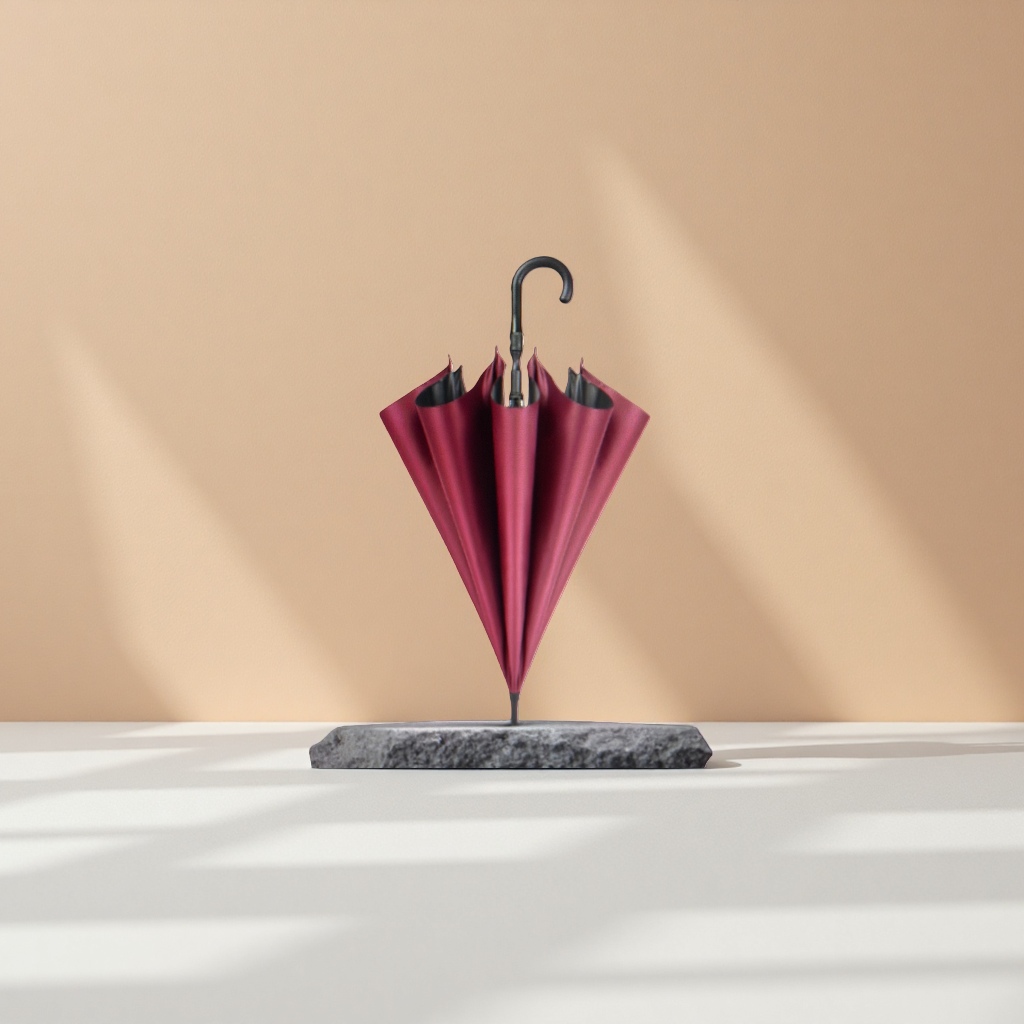 A wine-red self-opening and closing umbrella for both weather and rain, waterproof, sun-proof, lightweight and foldable for ladies