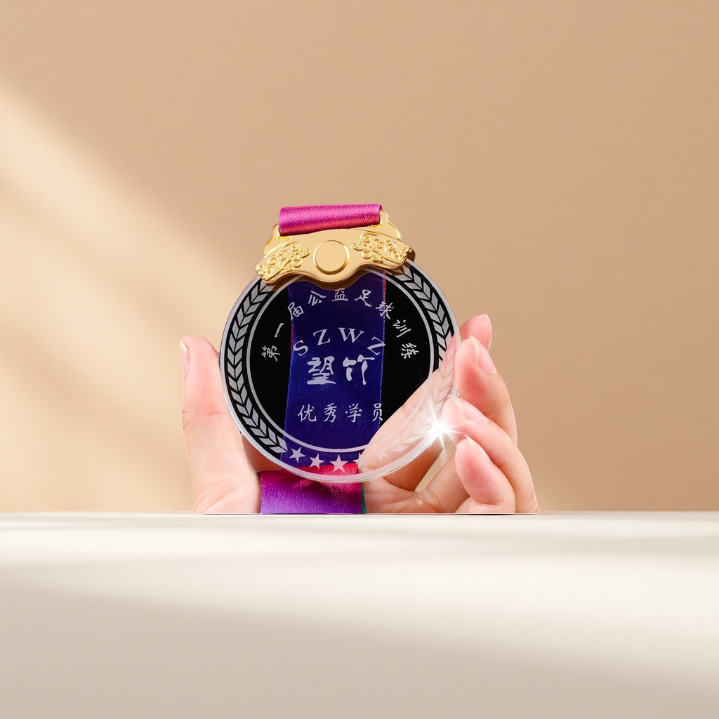 High-transparency K9 crystal medal, custom-engraved commemorative trophy, honor and commendation gift details Picture