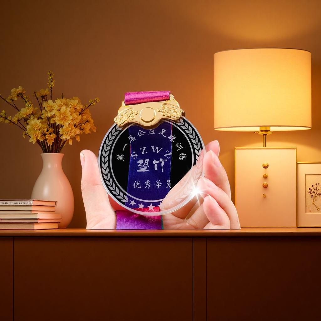 Customized high-transparency K9 crystal MEDALS for award ceremonies, exquisite and transparent honor ornaments as souvenirs details Picture