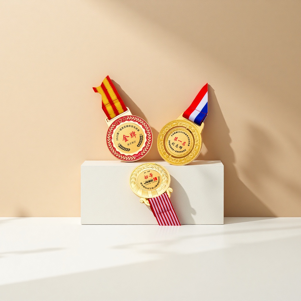Customized 3D embossed stainless steel MEDALS for sports event awarding ceremonies with engraved characters Application Scenario