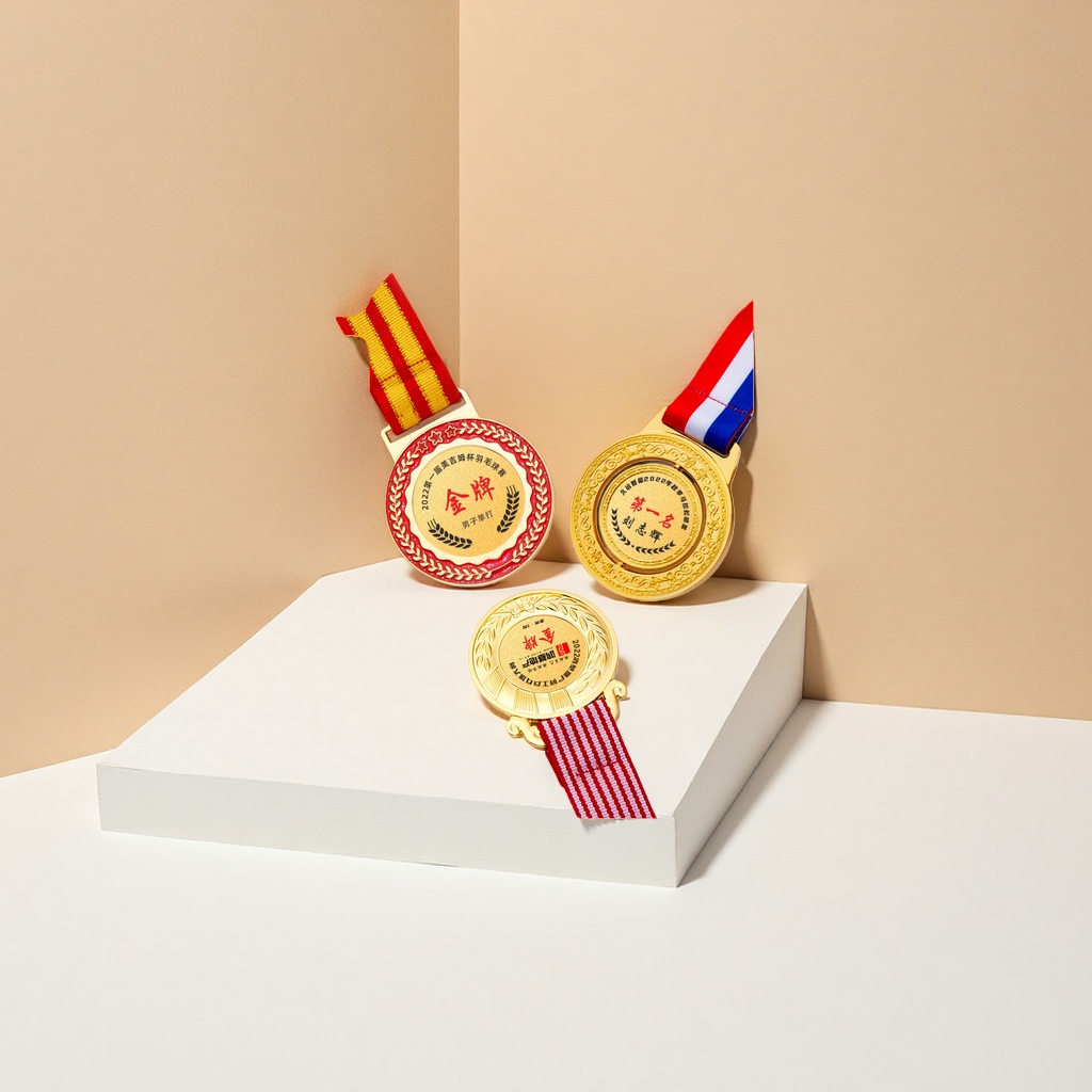 Customized 3D embossed stainless steel MEDALS for sports event awarding ceremonies with engraved characters